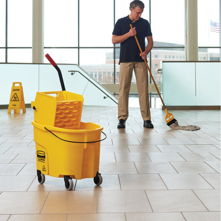 Lebomei Hotel Plastic Mop Bucket Water Squeezer Property Mop Bucket Squeezer Cleaning Vehicle Commercial Mop Bucket