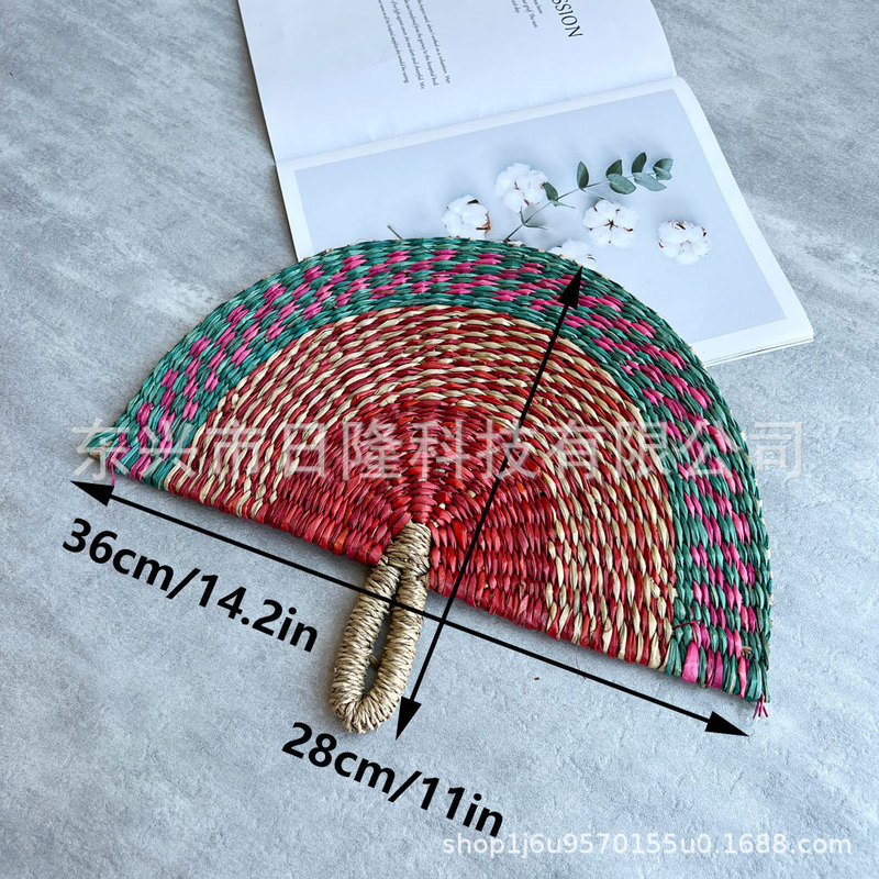 越南草编扇手工海草扇编织挂墙非洲元素ins风装饰扇夏天手摇扇子|undefined