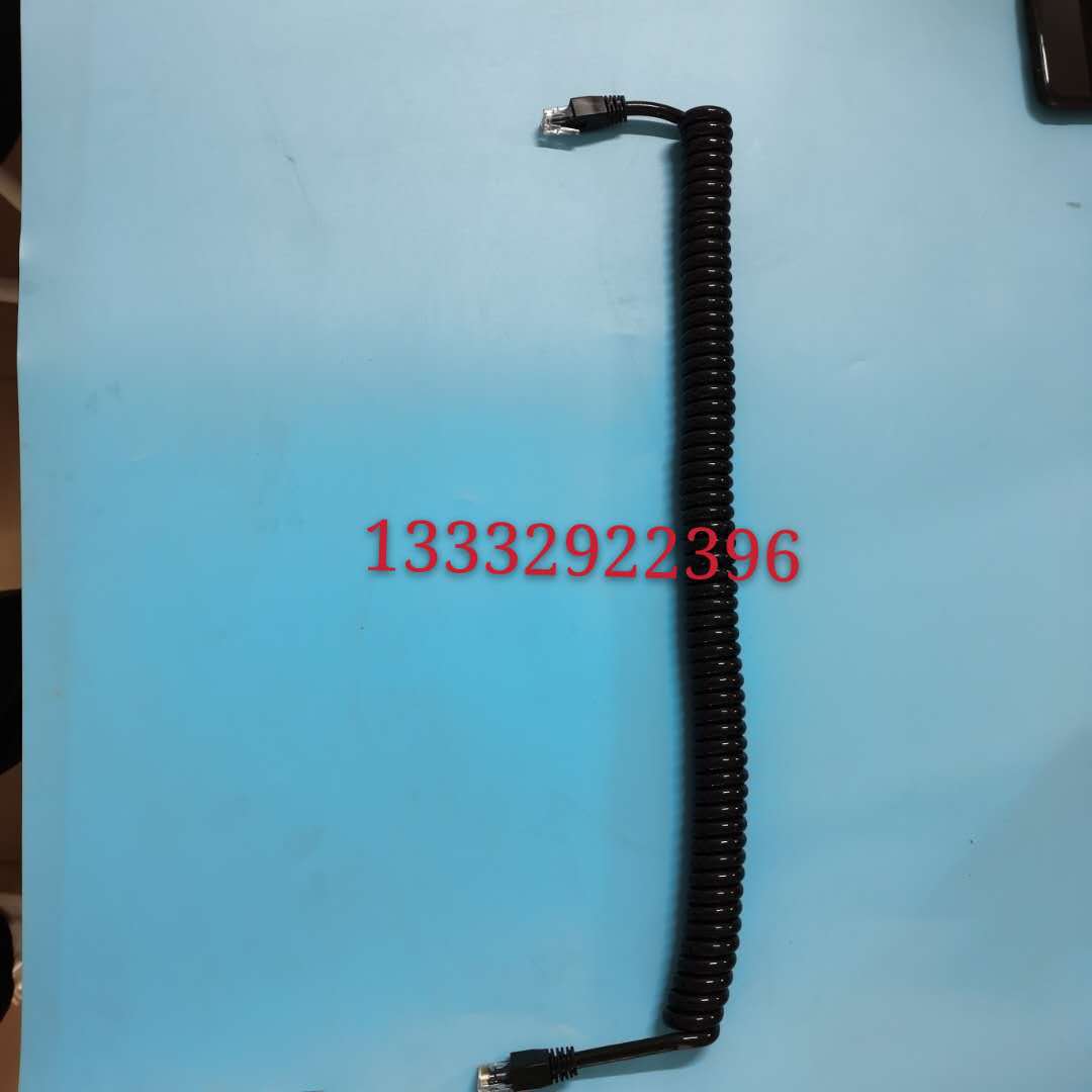 8芯网线弹簧线螺旋线螺旋电缆线千兆网线带一体水晶头长度2米3米