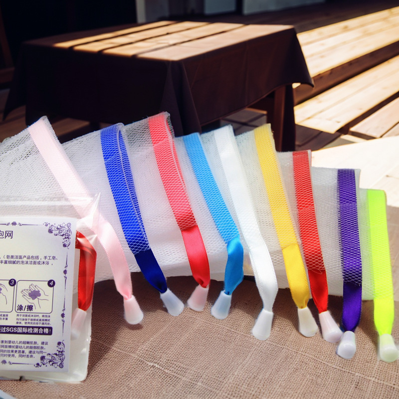 kaluzi foaming net manufacturer soap foam net color ribbon foaming sponge bath net soap bag bubble net bath soap