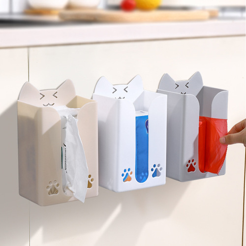 猫咪款纸巾盒厨房免打孔抽纸盒墙上壁挂式纸巾架创意简约塑料卫生