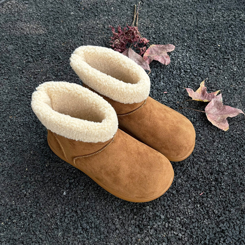 Stivali da neve da donna in vera pelle di pecora 2025, stivaletti invernali foderati in pile in stile britannico, scarpe casual antiscivolo_voghion.com