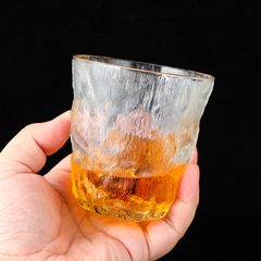 網紅冰川紋玻璃透明杯家用水杯創意啤酒杯威士忌酒杯日式錘紋杯