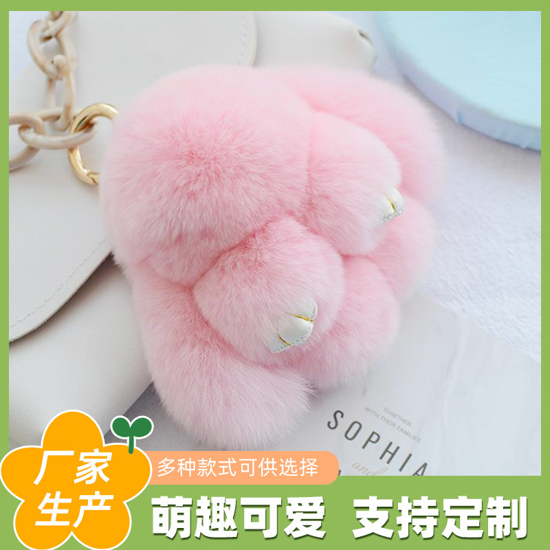 Real Rex Rabbit Fur Plush Toy Cute Fluffy Rabbit Plush Doll Pendant Small Rabbit Pendant