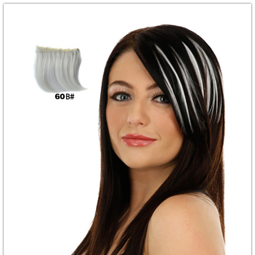 Wigs with colored bangs, colored straight hair wigs, highlights and gradient hair extensions, hair extensions