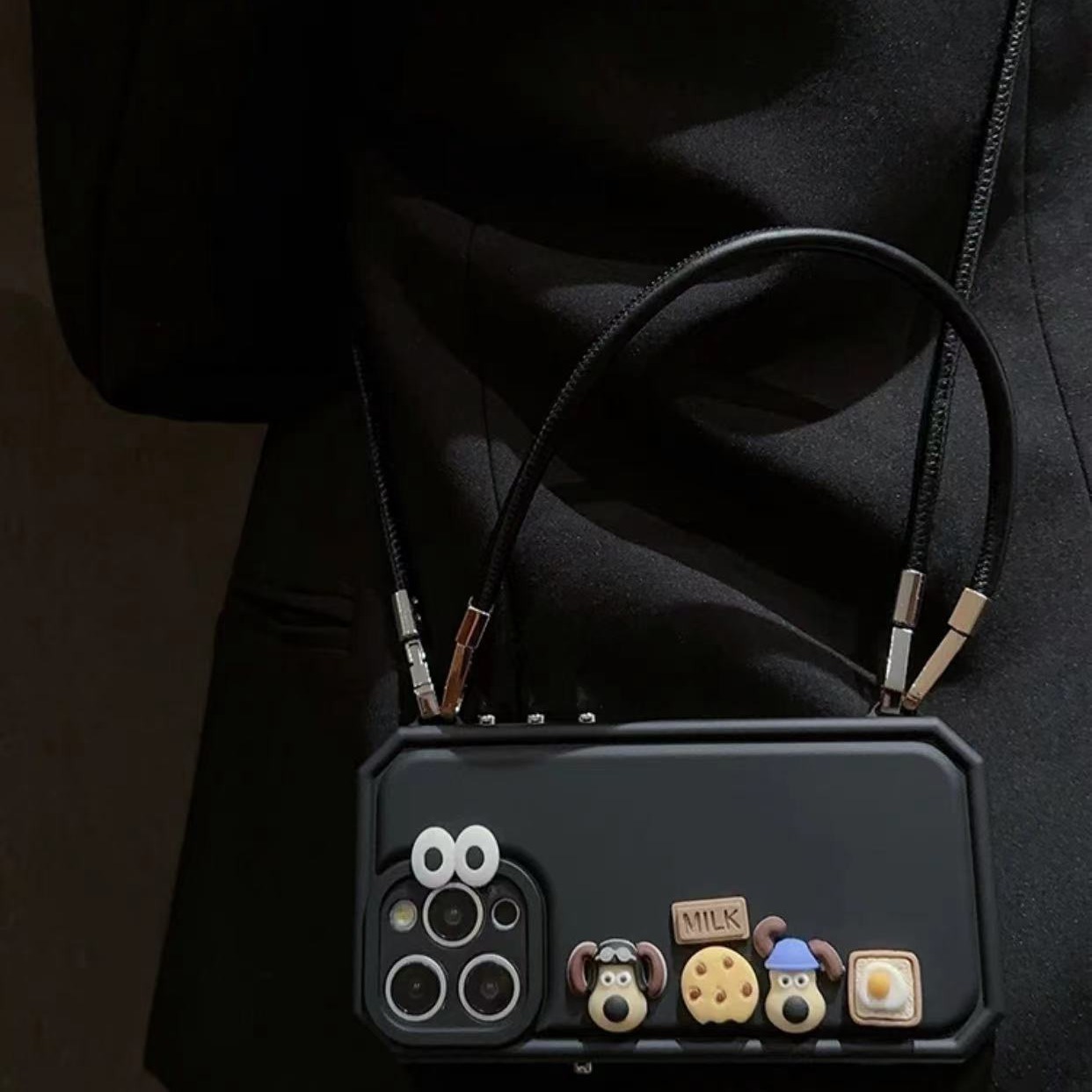 Perro tridimensional portátil de color sólido para iPhone14 piel diagonal 15ProMax funda para teléfono móvil 12 Apple 13 hombres y mujeres