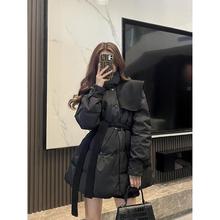 冬季黑色棉衣服外套女2022年新款韩系设计感轻薄中长款面包服