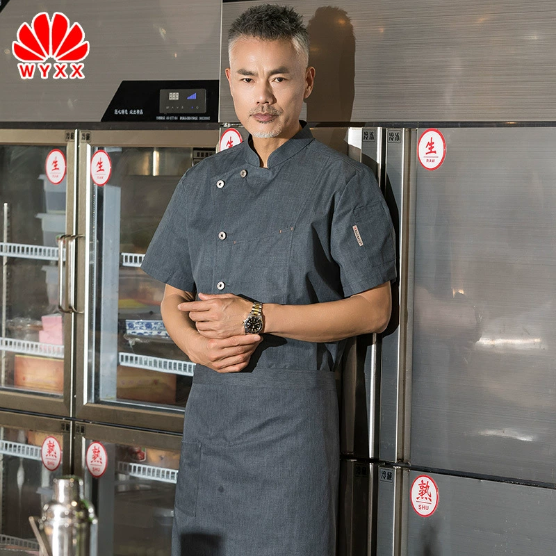 Рабочая одежда шеф-повара Мужская летняя одежда с короткими рукавами для шеф-повара Кухня Ресторан Отель Рабочая одежда Тонкая дышащая