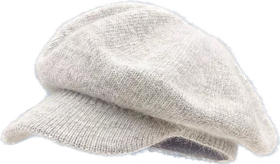 Women's Rabbit Fur Beret Octagonal Artist Hat White Warm Knitted_voghion.com