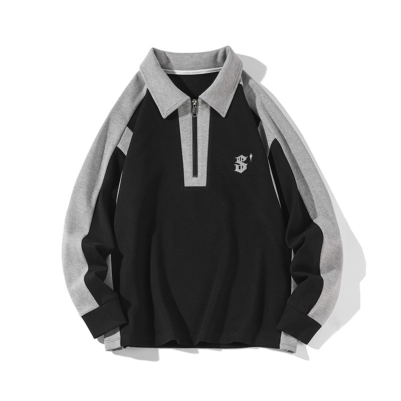 Polo-Shirt-Pullover mit halbem Reißverschluss für Herren, Übergröße, Trendig, Locker geschnitten, High-Street-Style, Stilvoll und lässig_voghion.com
