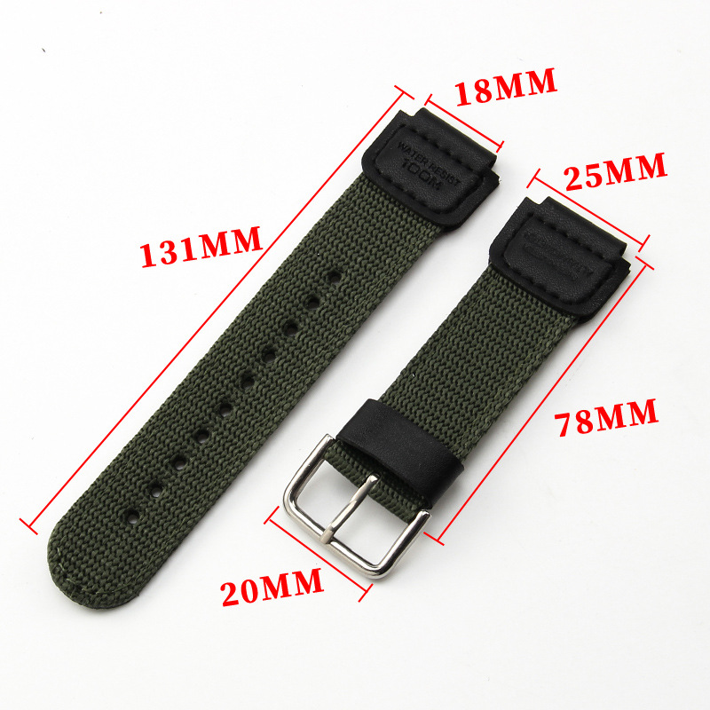 Adapted G Shock Nylon canvas strap AE-1200WH/SGW-300/AQ-S810W convex 18mm man 2