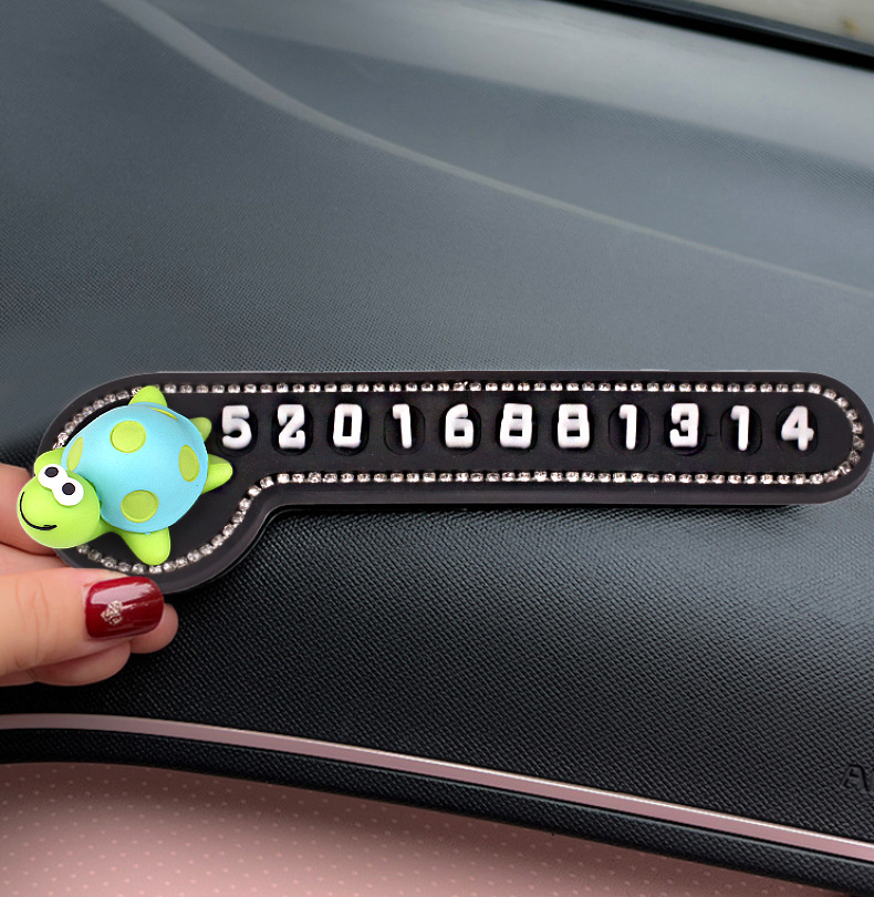 [Little Turtle] Lindos adornos de coche de dibujos animados, pantalla de control central de coche, decoración carnosa de musgo