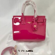 大牌新款杨树林漆皮手提风琴包亮面大容量托特购物袋复古包