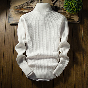 Foreign Trade Casual Sweater Men's 2022 Autumn and Winter Men's Turtleneck Sweater Trendy Men's Twist Sweater Base Sweater