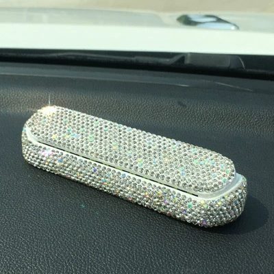 Diamond-encrusted temporary parking number plate high-grade multi-functional goddess car interior supplies mobile car zero phone (Nömrəli dayanma kartı) - press-type-diamond-parking-card-white-drill