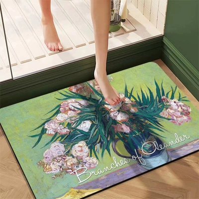New Chinese Style Avtomobil döşəmə paspasları - diatom-mud-oil-painting-rectangular-door-mat-06-4060cm