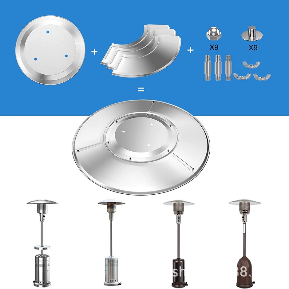 Accesorios de calefactor de gas de paraguas al aire libre cubierta reflectante de cuatro piezas fácil de ensamblar con tornillo precio al por mayor negociable