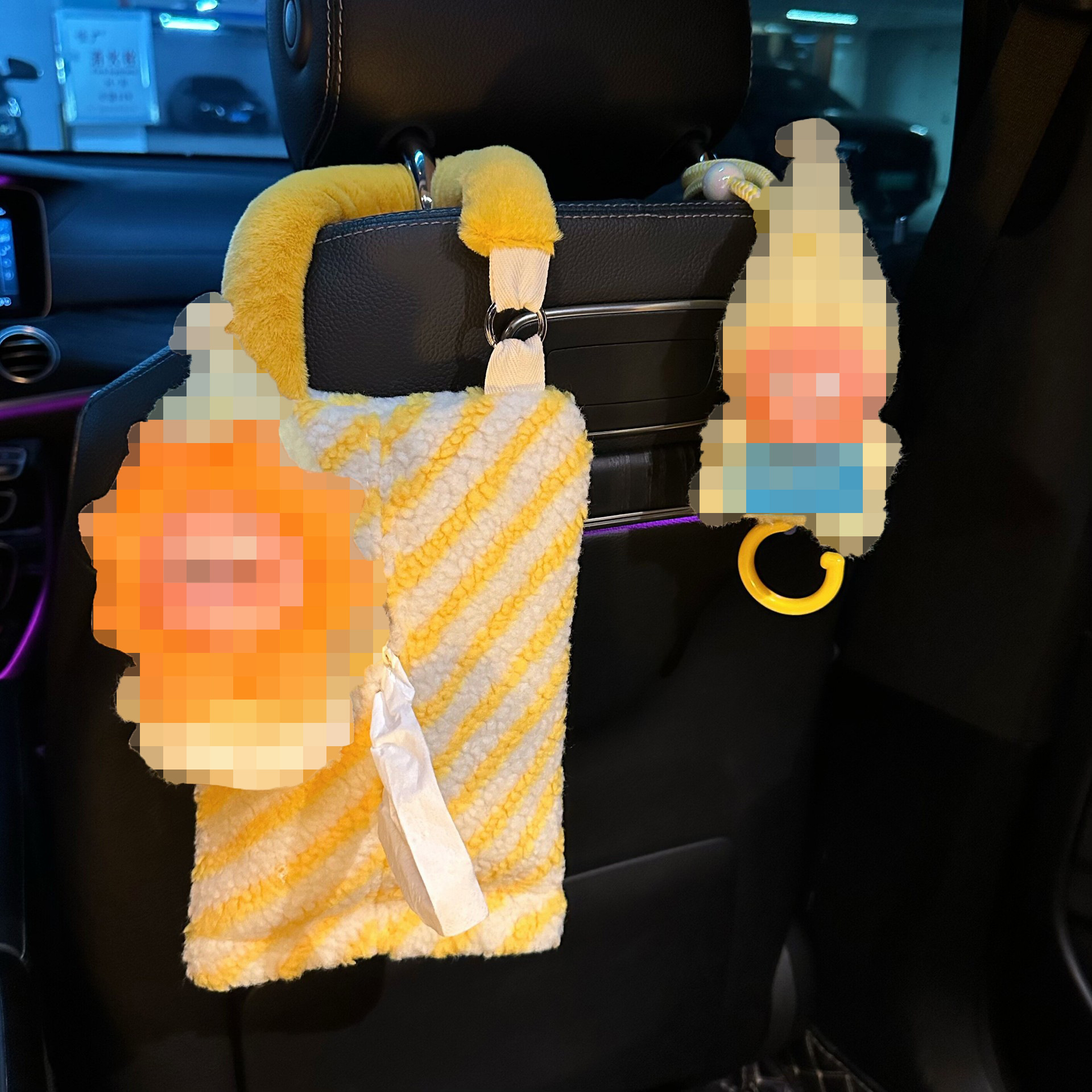Car Tissue Box, Plush Hanging Bag, Car Storage, Cute Car Interior Doll, Car Essentials