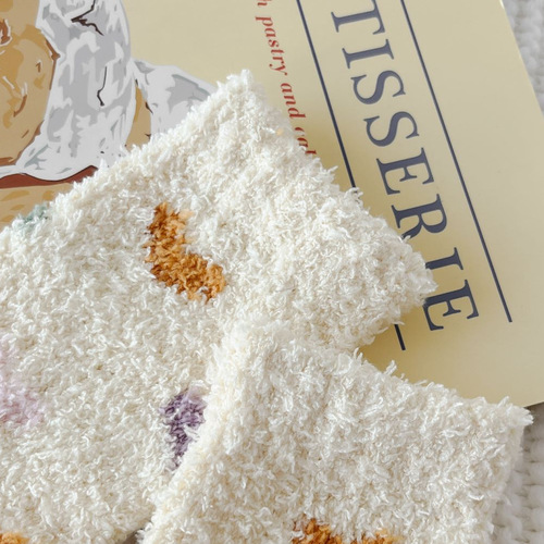 Winter and autumn thickening love warm coral fleece socks terry socks mid-calf socks sleep floor socks factory wholesale