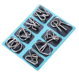 Factory Direct Sales Nine-Link Series Unlocking and Unlocking Intelligence Buckle 8-Piece Set Abc Metal Educational Toy Intelligence Buckle