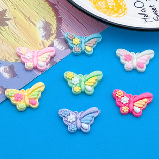 Color Butterfly Hairpin Hairrope Grab Clip Hole Shoes Buckle Cream Glue DIY Refrigerator Sticker Phone Case Resin Accessories