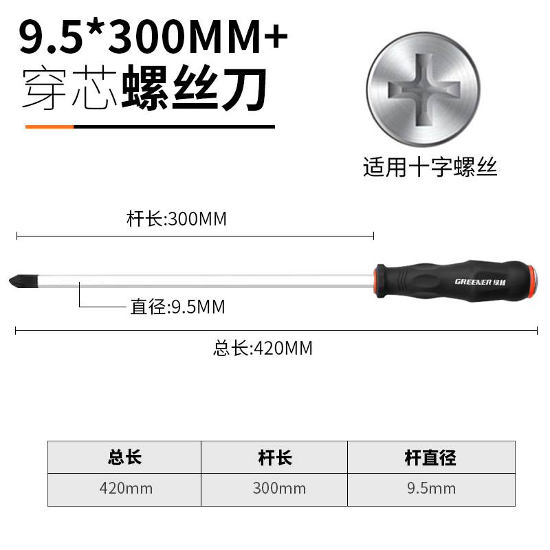 Juego de herramientas de destornillador de corazón cruzado de bosque verde, destornillador, golpe de grado industrial, destornillador de flor de ciruelo de una palabra de boca plana alargada