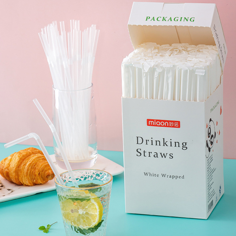 Paquete desechable de paja para madres y bebés de grado alimenticio de succión fina de plástico para té de leche grueso