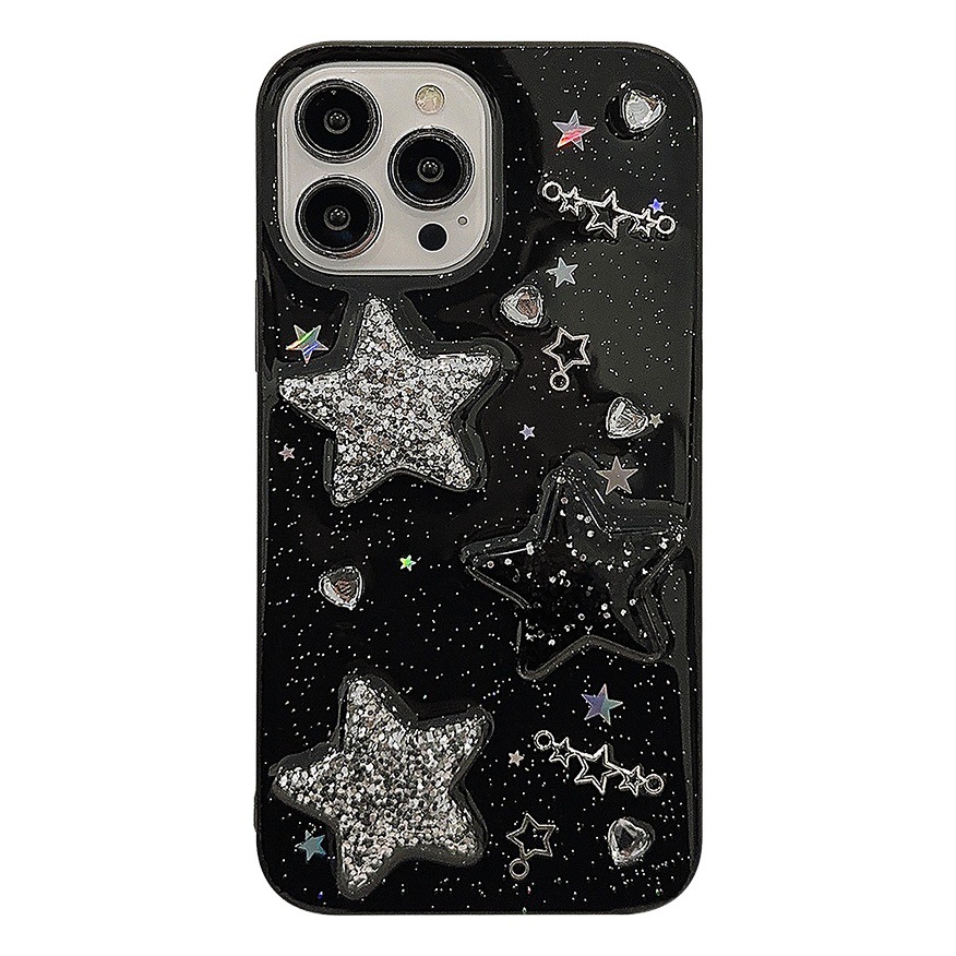 Funda para iPhone estilo estrella 3D, resina epoxi, diseño dulce para chicas
