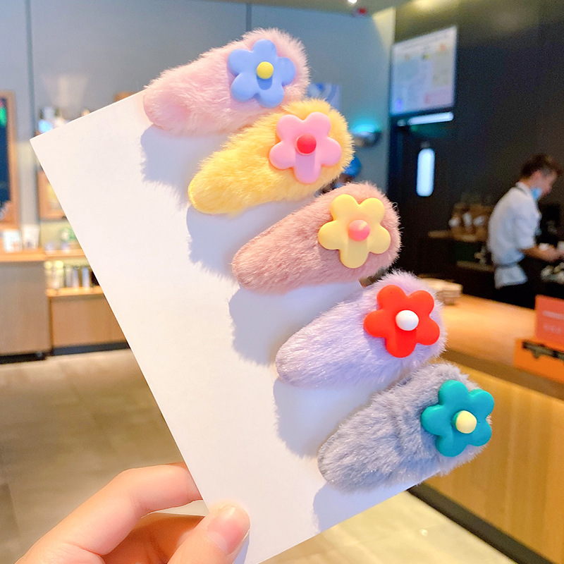 Otoño e Invierno de los niños de felpa horquilla accesorios para el cabello clip de bebé pelo roto BB clip lindo lana horquilla niña princesa accesorios para el cabello