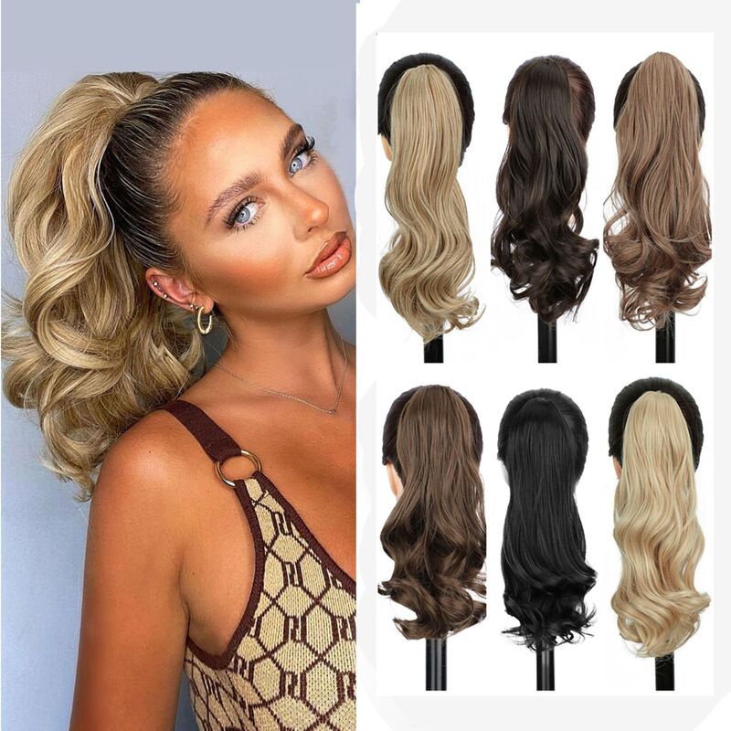Chemical Fiber Wig Ponytail Wave Curly Drawstring Short High Ponytail Cloud Hot Curly Hair in stock