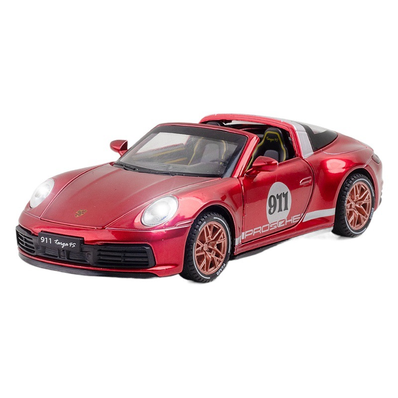 Xinao modelo de coche de aleación de simulación 911Targa4S convertible Tire hacia atrás coche deportivo de juguete de sonido y modelo de luz