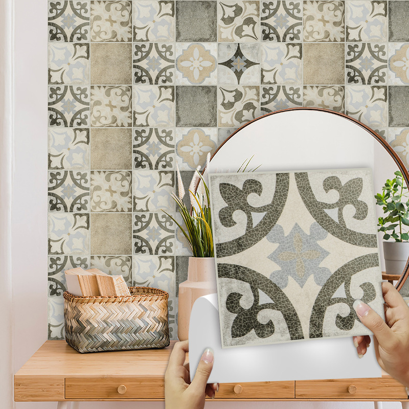 European Retro Style Geometric Pattern Tile Stickers Kitchen Backsplash Wash Basin Wall Self-Adhesive Waterproof Decorative Wall Stickers European Retro Style Geometric Pattern Tile Stickers Kitchen Backsplash Wash Basin Wall Self-Adhesive Waterproof Decorative Wall Stickers