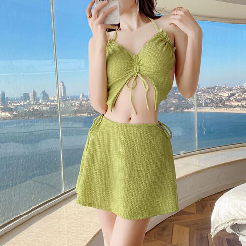 2024 New Swimsuit Women's Bikini Bikini Split Three-piece Set Sexy Internet Celebrity Vacation Student Swimwear