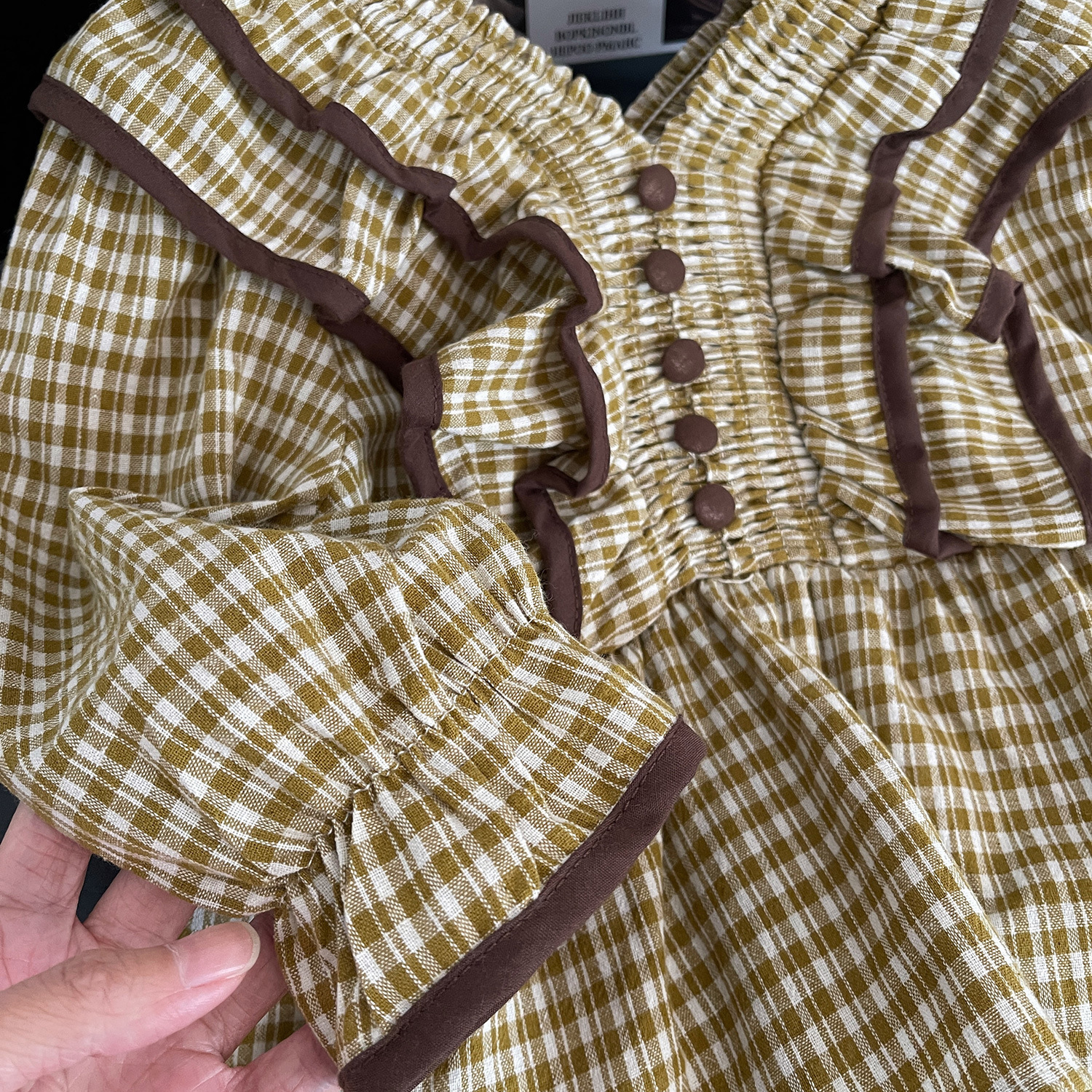 2023 Autumn New Checkered Top Horn Pants Korean Edition Girls' Thin Versatile Set 23312_voghion.com