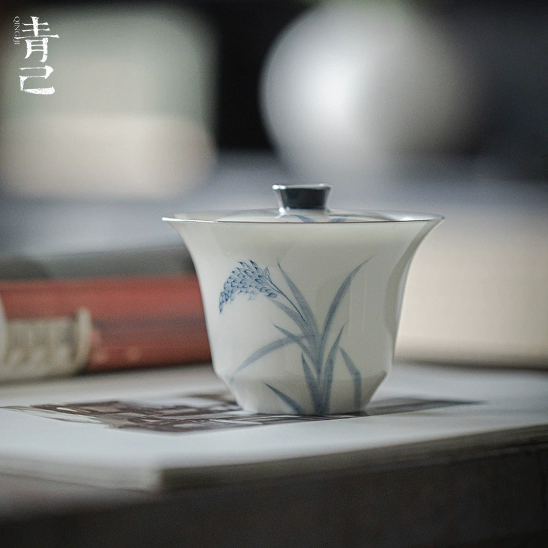Ceramic blue and white tea set for home use, tea cup, protective amulet, hand painting