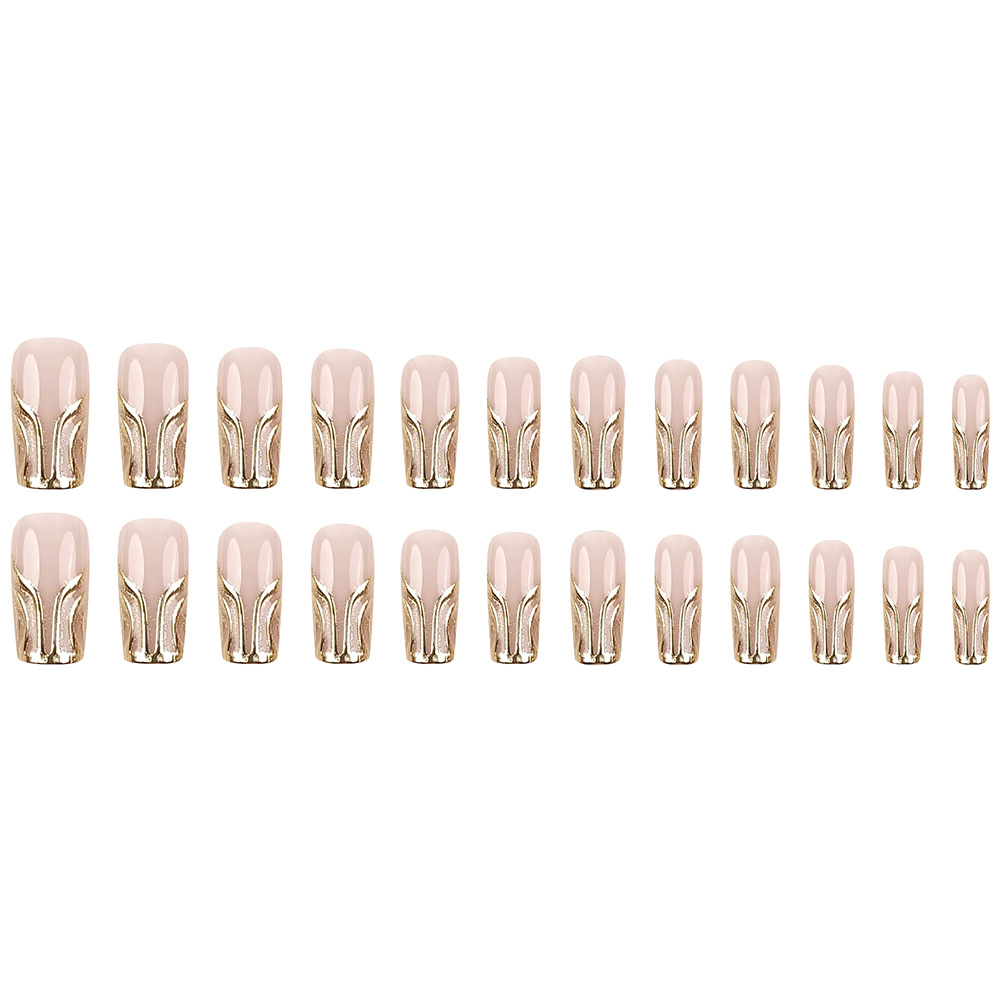 3D estereoscópico LIP línea dorada para usar uñas, chicas calientes desnudas, polvo de uñas blanqueadoras, 24 piezas de manicuría directa transfronteriza.