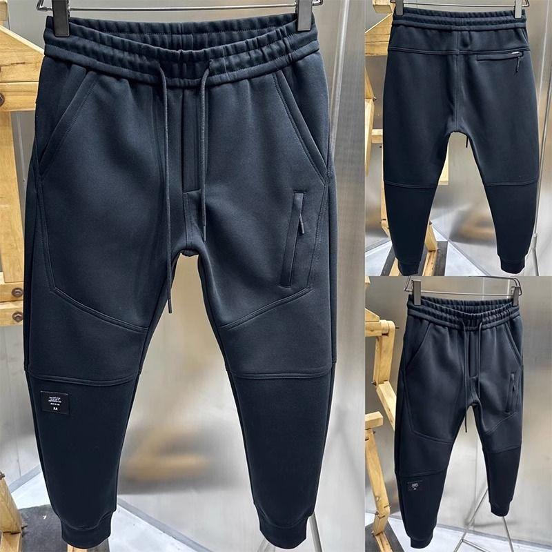 2025 Spring and Summer Black Sports Pants Men's Trendy All-match Fashion Youth Casual Pants Stretch Leg Haren Pants