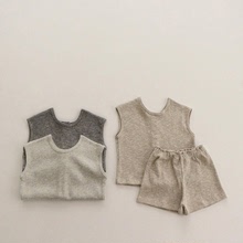 男童女童背心套裝兩面穿夏季2022韓國童裝夏裝薄款嬰兒寶寶衣服