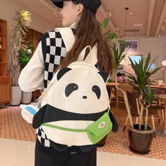 A cute and adorable panda double-sided backpack, suitable for university students and middle school students, with a large capacity.