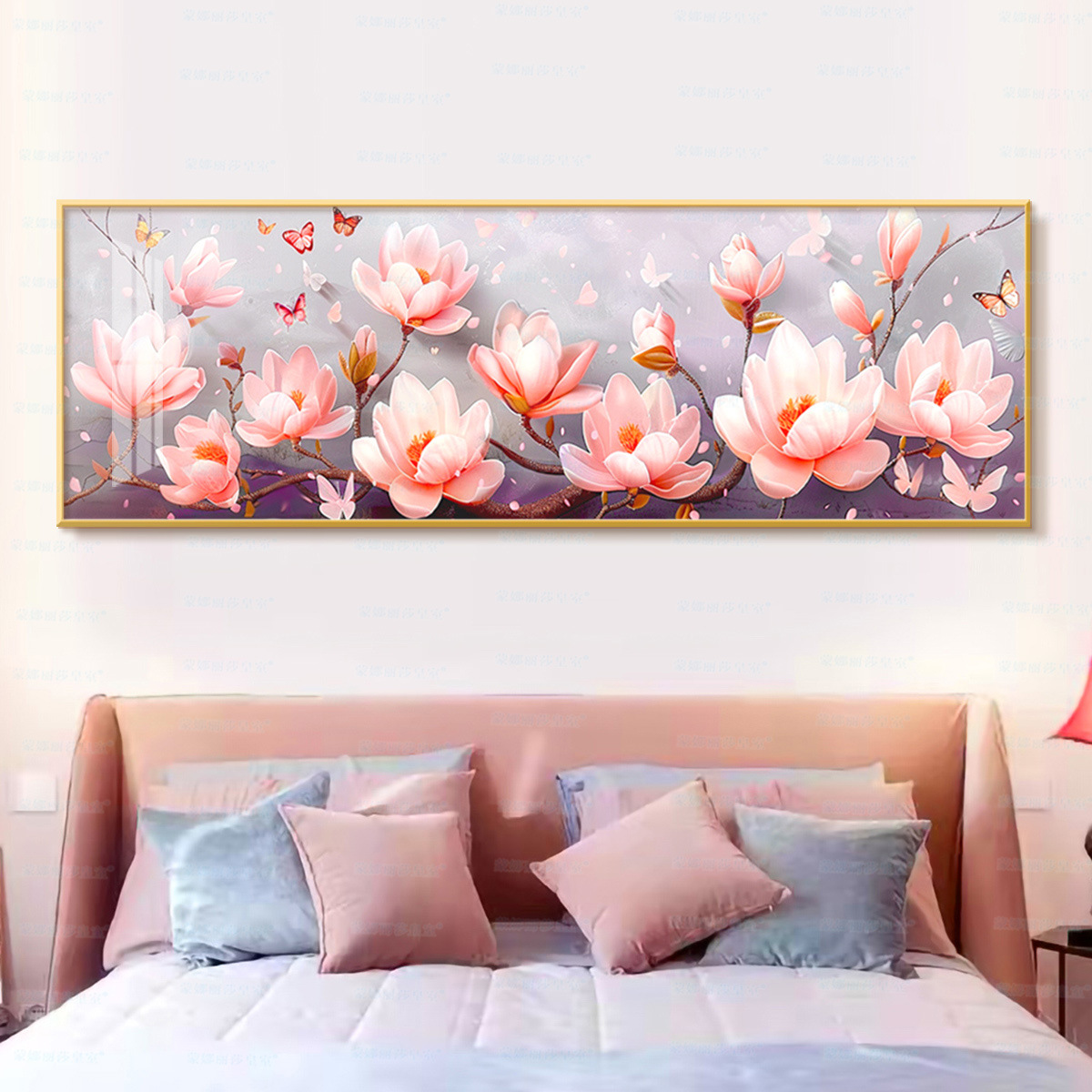 [Algodón importado] Mona Lisa real bordado cruzado rosa magnolia aroma simple y fresco bordado de hilo hecho a mano