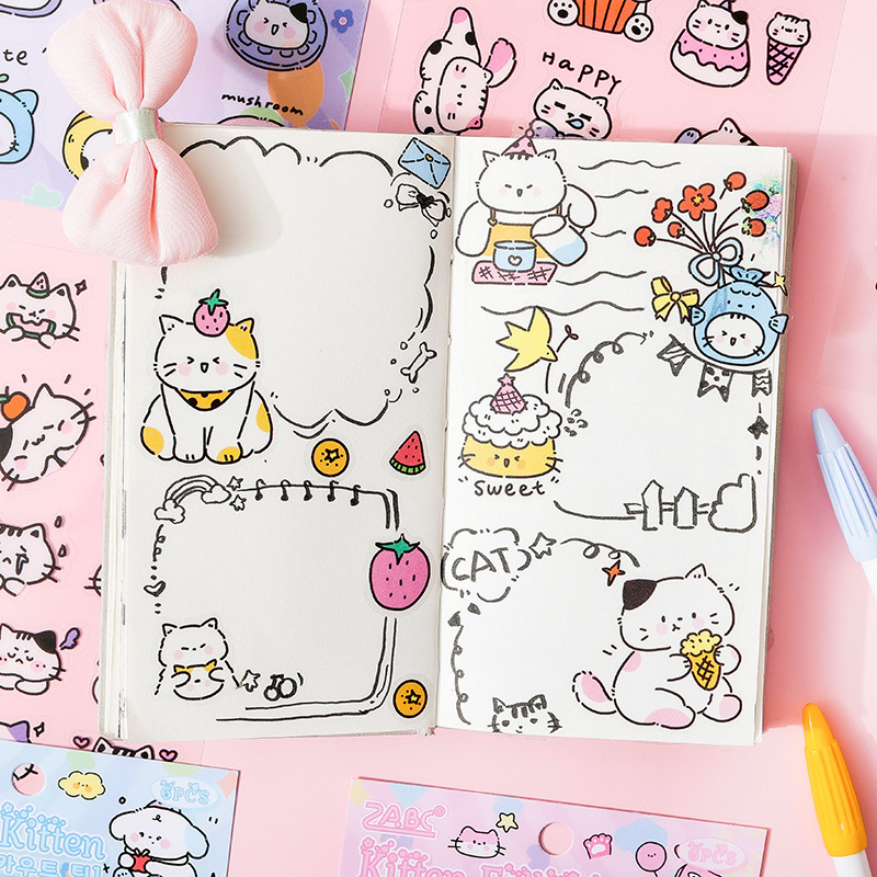 Cat Scout Team pegatinas impermeables transparentes para mascotas diy pegatinas de diario de dibujos animados transfronterizos pegatinas de contabilidad de gato