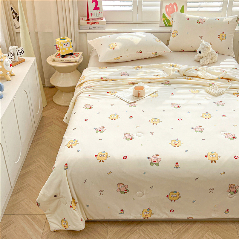 A級ベビー・マタニティグレード大豆繊維ニット綿夏用掛け布団、洗濯機で洗える夏用子供用薄掛け布団、ギフト用エアコン掛け布団