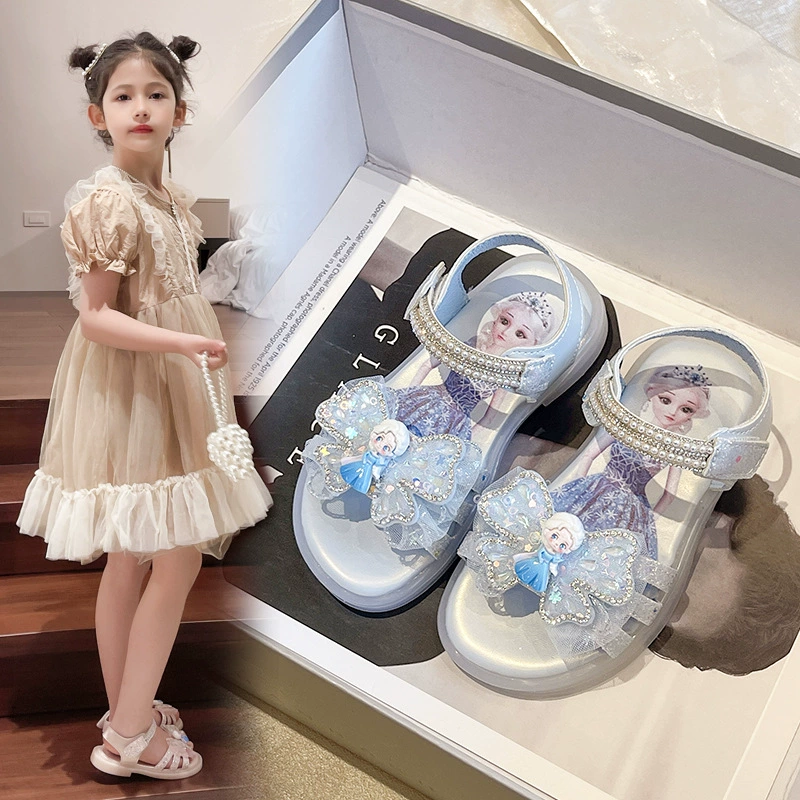 Сандалии для девочек Aesa принцесса лето 2024 новый детский мультфильм детская обувь маленькая девочка хрустальная пляжная обувь