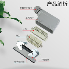 Rectangular Receptacle Connector HE-6 core 10 core 16 core 24 core 32 core 48 core Industrial Waterproof Aviation Plug Socket