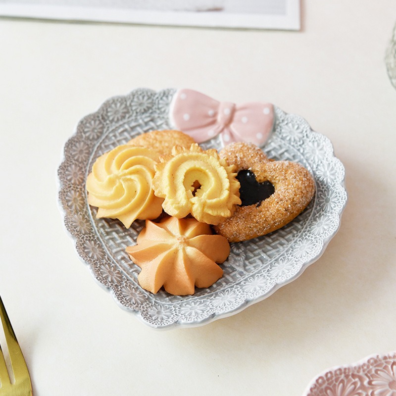 Suéter de punto creativo para el hogar plato de cerámica ensalada arco en forma de corazón plato de postres platos de cubiertos decoración de mesa