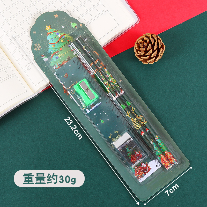 Lápiz de Navidad transfronterizo dibujos animados lindo lápiz en caja 6 piezas con borrador lápiz HB regalo de Navidad al por mayor