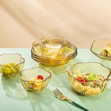 Kemerit's Bright Future Series Household Glass Bowls, Dishes, Salad Bowls, Rice Bowls, Dinner Plates, Gift Boxes