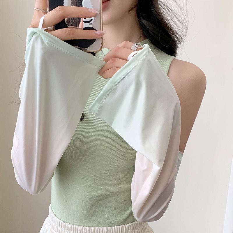 Gradient Sunscreen Sleeve Socks for Women Ice Silk Cool Ice Socks for Men Gloves Outdoor Breathable Sunshade Loose Sunscreen Gadget Wholesale