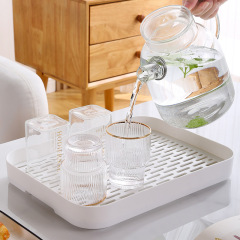 コップの水たまりの家庭用の客間のトレーの長方形のお茶の皿の果物の皿のプラスチックの水たまりのかごの層の水たまりのコップの棚