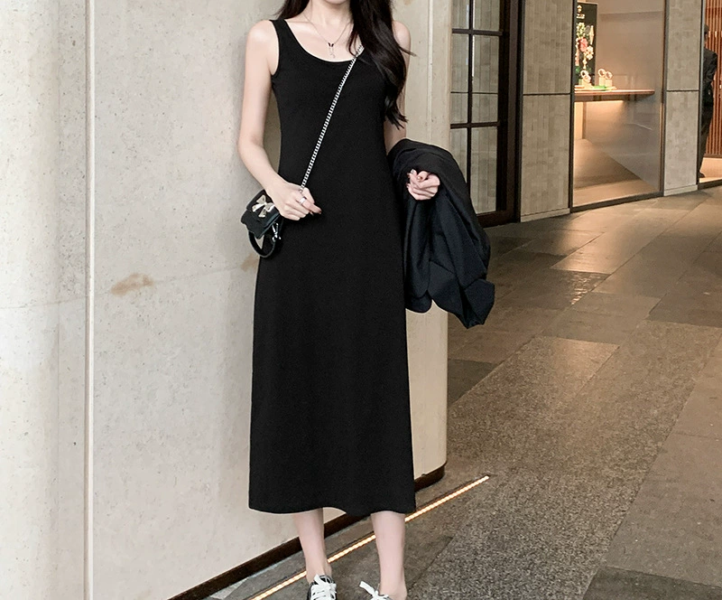 Модное и уникальное женское платье-база 2025 года, стильное повседневное утягивающее платье-майка с юбкой-камисоль.